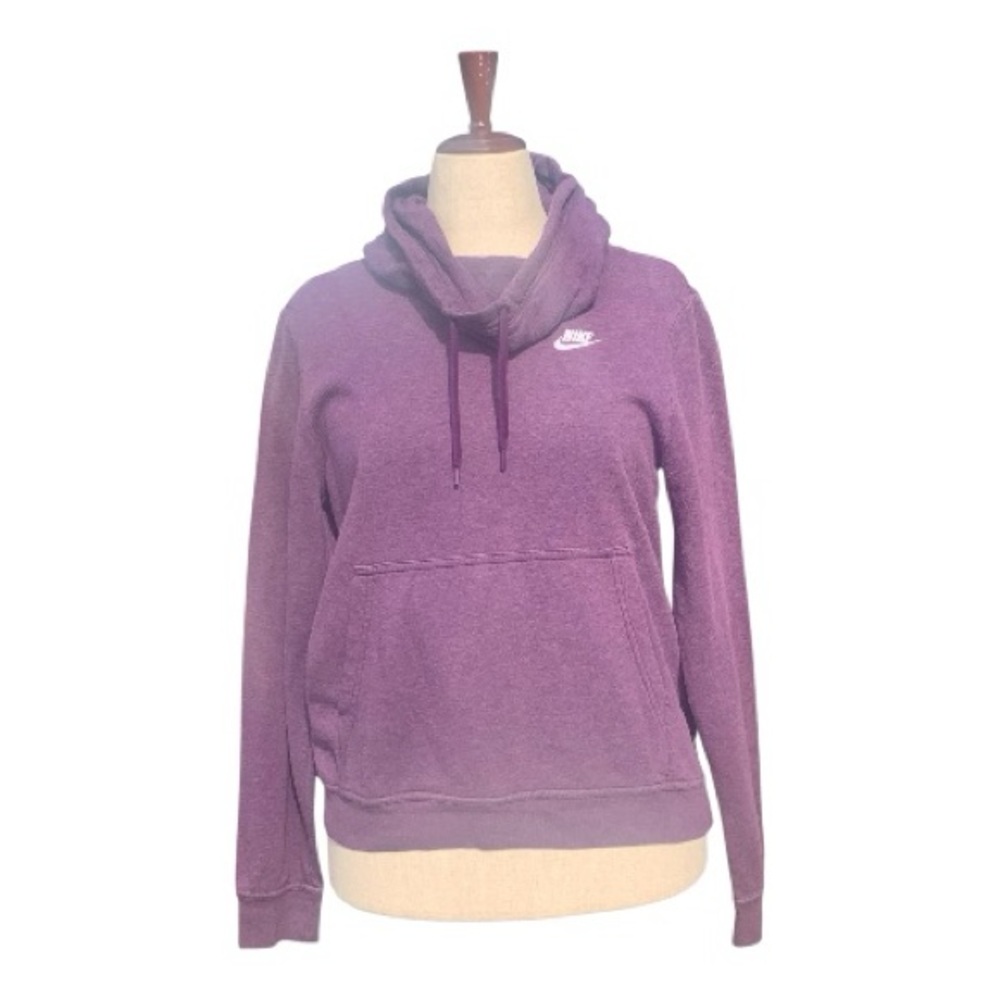 VTG Nike Purple Cowl‎ Neck Hoodie Sweatshirt Kangaroo Pockets Size Medium
